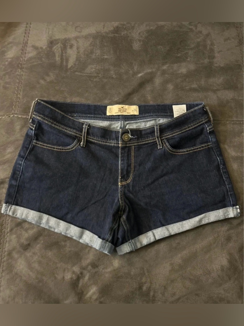 Hollister Dark Indigo Rolled-Hem Denim Shorts